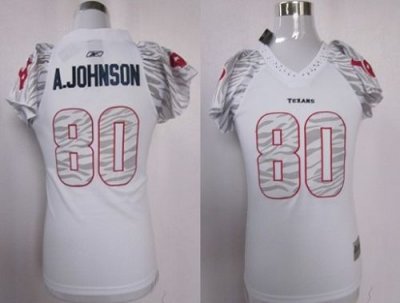 Jerseys Factory Cheap Texans #80 A.Johnson White Women's Zebra F