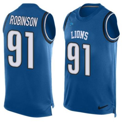 Jerseys Factory Cheap Nike Lions #91 A'Shawn Robinson Blue Team