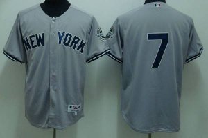 Jerseys Factory Cheap Yankees #7 Mickey Mantle Embroidered Grey