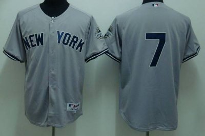 Jerseys Factory Cheap Yankees #7 Mickey Mantle Embroidered Grey