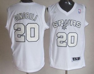 Jerseys Factory Cheap Spurs #20 Manu Ginobili White Winter On-Co