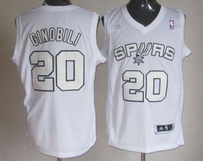Jerseys Factory Cheap Spurs #20 Manu Ginobili White Winter On-Co