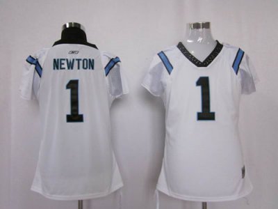 Jerseys Factory Cheap Panthers #1 Cam Newton White Women's Field