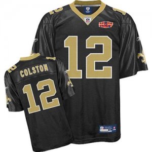 Jerseys Factory Cheap Saints #12 Marques Colston Black With Supe
