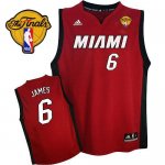 Jerseys Factory Cheap Heat Finals Patch #6 LeBron James Red Embr