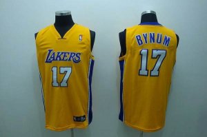 Jerseys Factory Cheap Lakers #17 Andrew Bynum Embroidered Yellow