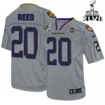 Jerseys Factory Cheap Nike Ravens #20 Ed Reed Lights Out Grey Su
