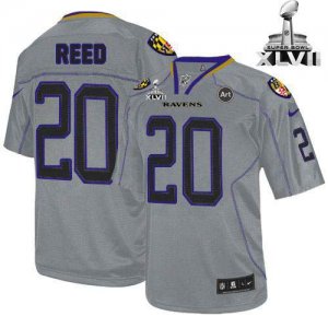 Jerseys Factory Cheap Nike Ravens #20 Ed Reed Lights Out Grey Su