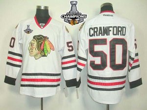 Jerseys Factory Cheap Blackhawks #50 Corey Crawford White Embroi