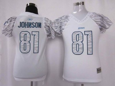 Jerseys Factory Cheap Lions #81 Calvin Johnson White Women's Zeb