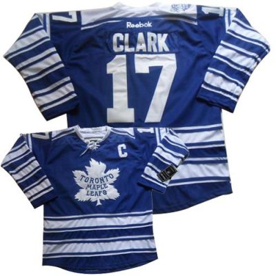Jerseys Factory Cheap Maple Leafs #17 Wendel Clark Blue 2014 Win
