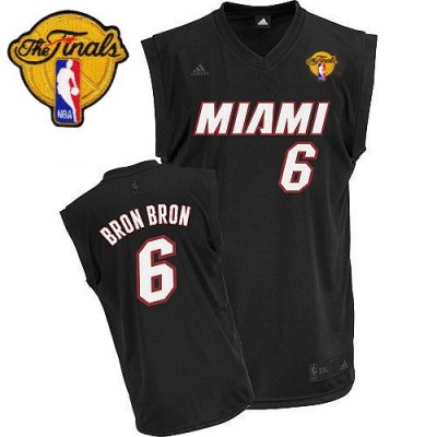 Jerseys Factory Cheap Heat Finals Patch #6 LeBron James Black Br