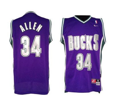 Jerseys Factory Cheap Bucks #34 Ray Allen Purple Soul Swingman S