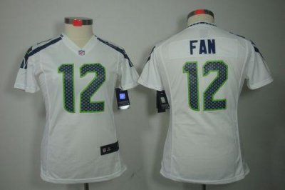 Jerseys Factory Cheap Nike Seahawks #12 Fan White Women's Embroi