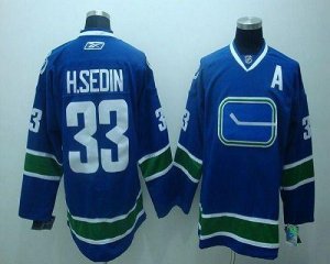 Jerseys Factory Cheap Canucks #33 Henrik Sedin Embroidered Blue