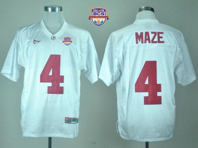 Jerseys Factory Cheap Crimson Tide #4 Marquis Maze White 2013 BC