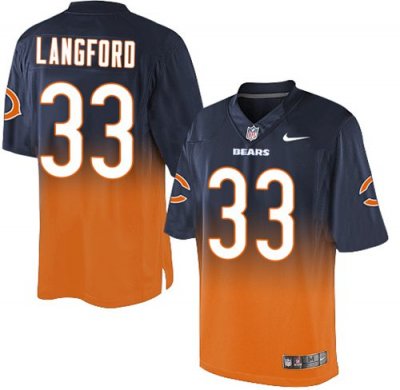 Jerseys Factory Cheap Nike Bears #33 Jeremy Langford Navy Blue/O