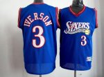 Jerseys Factory Cheap 76ers #3 Allen Iverson Blue Stitched Throw