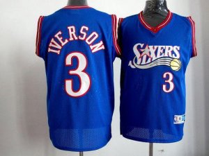 Jerseys Factory Cheap 76ers #3 Allen Iverson Blue Stitched Throw