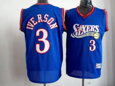 Jerseys Factory Cheap 76ers #3 Allen Iverson Blue Stitched Throw