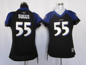 Jerseys Factory Cheap Ravens #55 Terrell Suggs Black Women's Fie