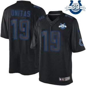 Jerseys Factory Cheap Nike Colts #19 Johnny Unitas Black With 30