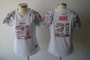 Jerseys Factory Cheap 49ers #21 Frank Gore White Women's Zebra F