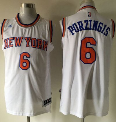 Jerseys Factory Cheap Knicks #6 Kristaps Porzingis White Stitche