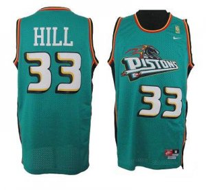 Jerseys Factory Cheap Pistons #33 Hill Green Throwback Stitched