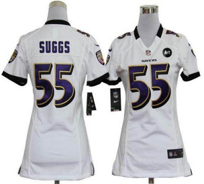 Jerseys Factory Cheap Nike Ravens #55 Terrell Suggs White With A