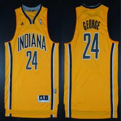 Jerseys Factory Cheap Pacers #24 Paul George Yellow Alternate St