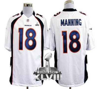 Jerseys Factory Cheap Nike Broncos #18 Peyton Manning White Supe