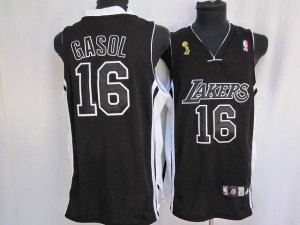 Jerseys Factory Cheap Lakers #16 Pau Gasol Embroidered Black Cha