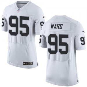 Jerseys Factory Cheap Nike Raiders #95 Jihad Ward White Men's St