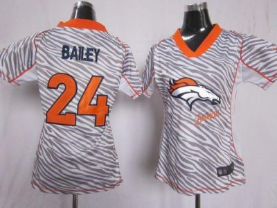 Jerseys Factory Cheap Nike Broncos #24 Champ Bailey Zebra Women'
