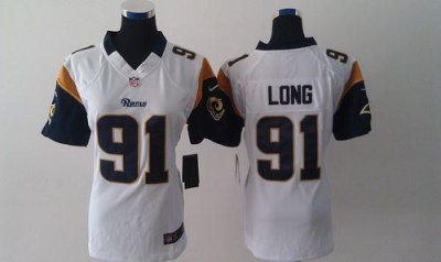 Jerseys Factory Cheap Nike Rams #91 Chris Long White Women's Emb
