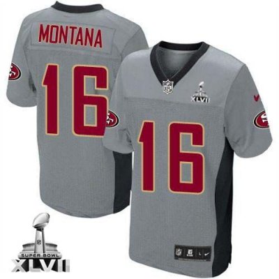 Jerseys Factory Cheap Nike 49ers #16 Joe Montana Grey Shadow You