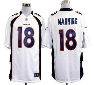 Jerseys Factory Cheap Nike Broncos #18 Peyton Manning White Men'