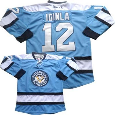 Jerseys Factory Cheap Penguins #12 Jarome Iginla Blue Embroidere