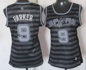 Jerseys Factory Cheap Spurs #9 Tony Parker Black/Grey Women's Gr