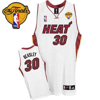 Jerseys Factory Cheap Heat #30 Michael Beasley White Finals Patc