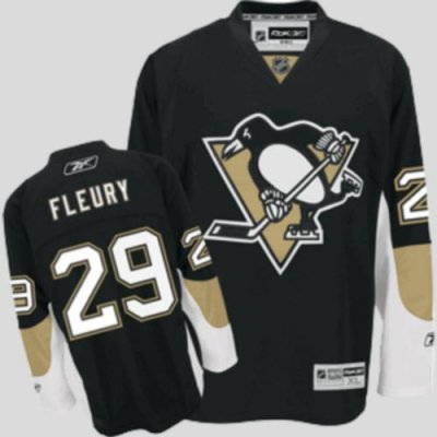 Jerseys Factory Cheap Penguins #29 Andre Fleury Embroidered Blac