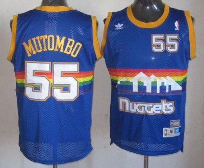 Jerseys Factory Cheap Nuggets #55 Dikembe Mutombo Light Blue Thr