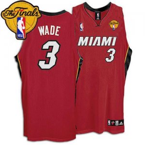Jerseys Factory Cheap Heat Finals Patch #3 Dwyane Wade Red Stitc
