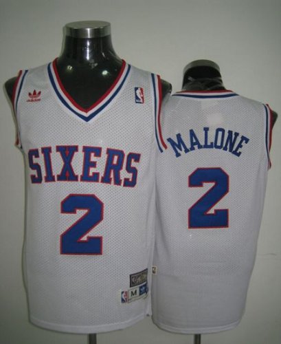 Jerseys Factory Cheap Throwback 76ers #2 Malone White Stitched N