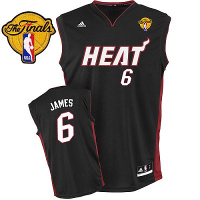 Jerseys Factory Cheap Heat Finals Patch #6 LeBron James Black Em
