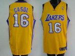 Jerseys Factory Cheap Lakers #16 Pau Gasol Embroidered Yellow NB
