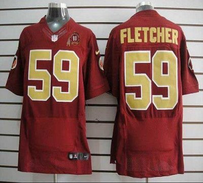 Jerseys Factory Cheap Nike Redskins #59 London Fletcher Red(Gold