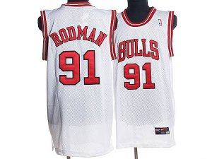 Jerseys Factory Cheap Bulls #91 Dennis Rodman Stitched White NBA