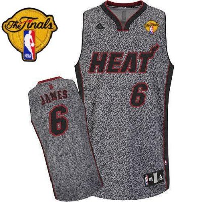 Jerseys Factory Cheap Heat #6 LeBron James Grey Static Fashion F